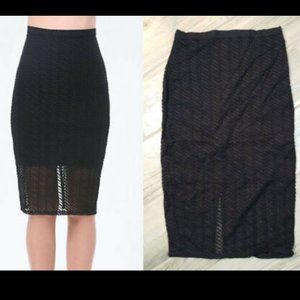 NEW BEBE Stripe Mesh Midi Skirt XXS